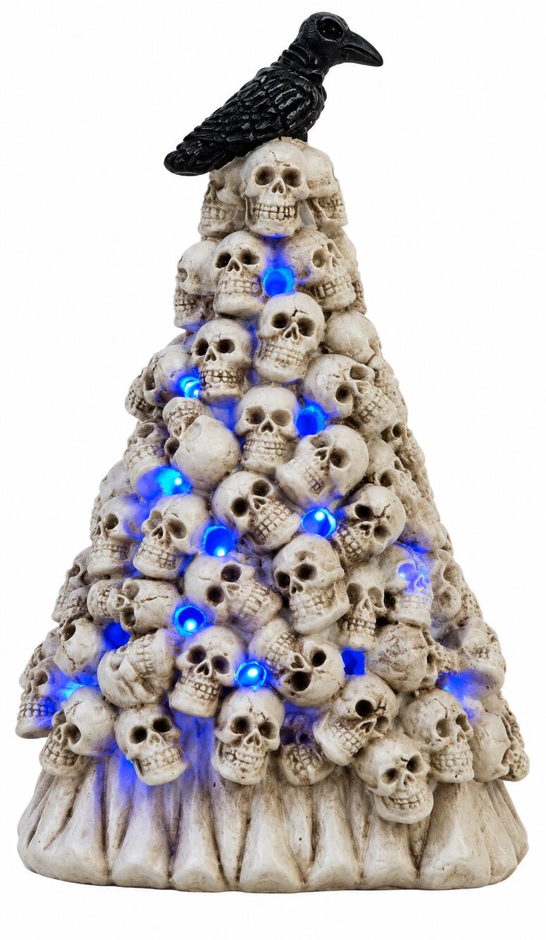 Halloween Skull Tree Crow LED Light Up Gothic Tabletop Decor NEW